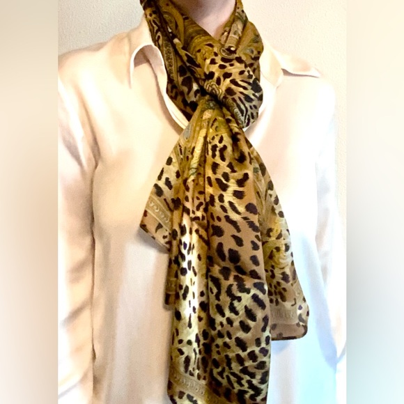 Leopard and Paisley Silk Scarf